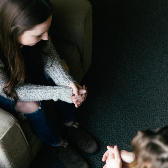 Christian counsellors talking in Columbia's psychology degree program.